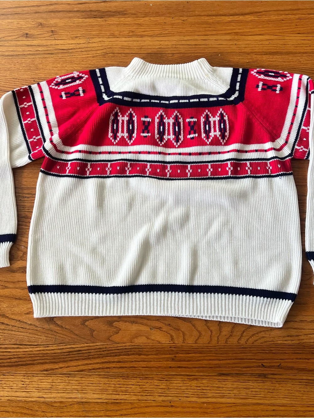 Vintage Men’s Red, White & Navy Crewneck Sweater